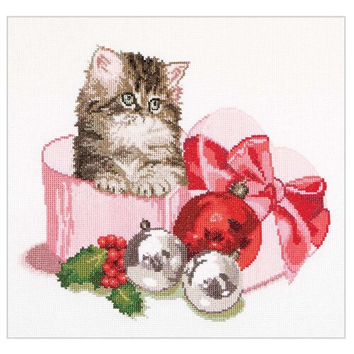 Thea Gouverneur 731A Christmas Kitten Счетный крест 31 x 30 см Набор для вышивания
