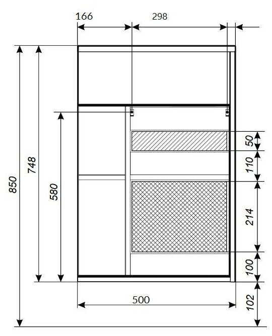 Тумба для ванной с раковиной Stretto 50П 1д. Белый глянец - фотография № 12