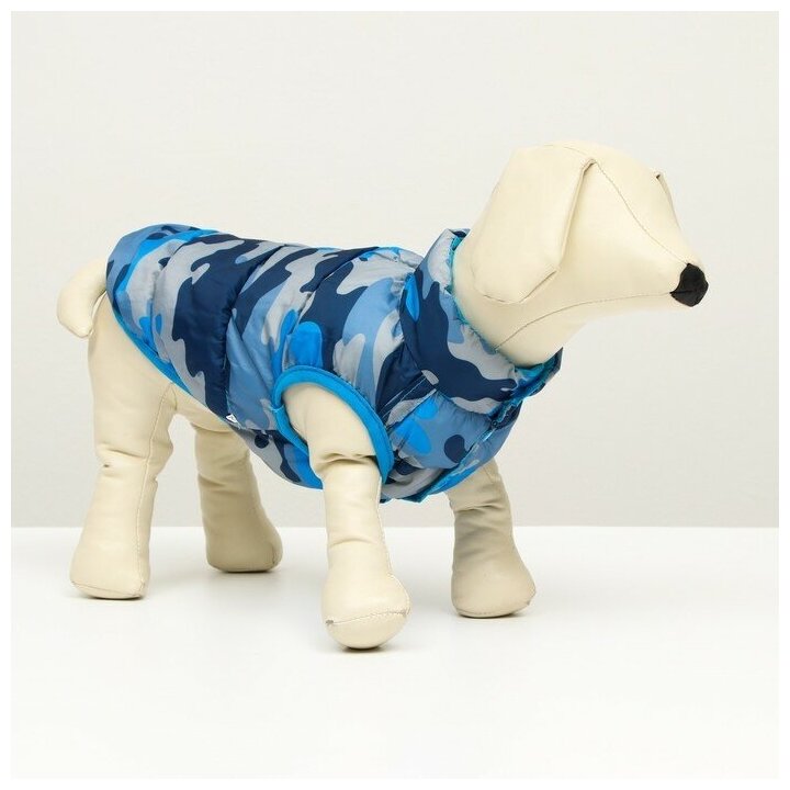 Куртка для собак двухсторонняя с принтом, размер 8 (ДС 23 см, ОГ 30, ОШ 22 см), голубая - фотография № 7