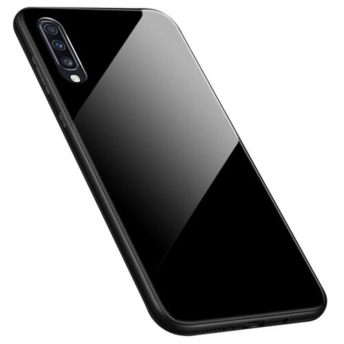 Чехол задняя панель MyPads «Generoso» для Samsung Galaxy A70 / A70s SM-A705F (2019) из силикона со вставками из импортной эко-кожи и оргстекла черная