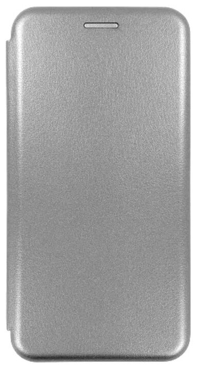 Чехол книжка серый / серебро для Samsung Galaxy A02S c магнитным замком подставкой и отделением для карт
