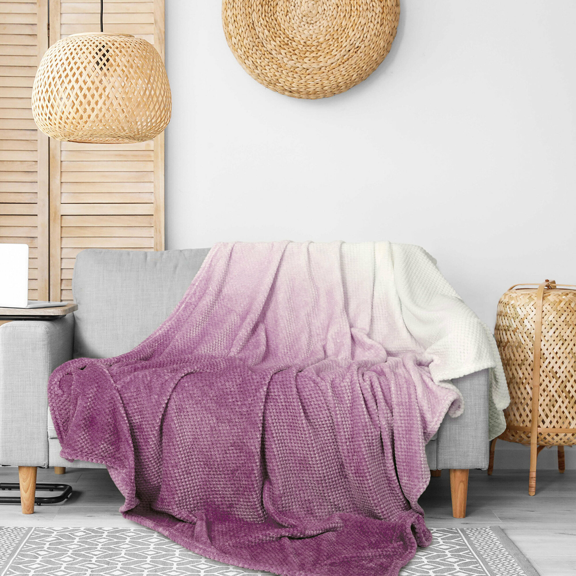 Плед LUCKY "Градиент" 200х220 см, полиэстер 100%, цвет сиреневый — фото 1