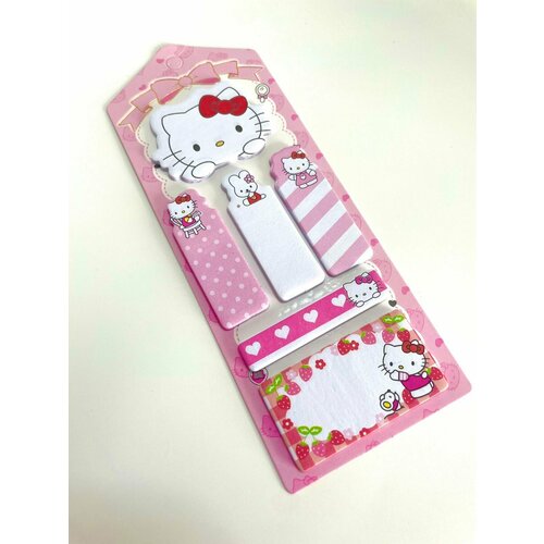 Стикеры - закладки с липким слоем для заметок аниме Hello Kitty 6х16х0,5см