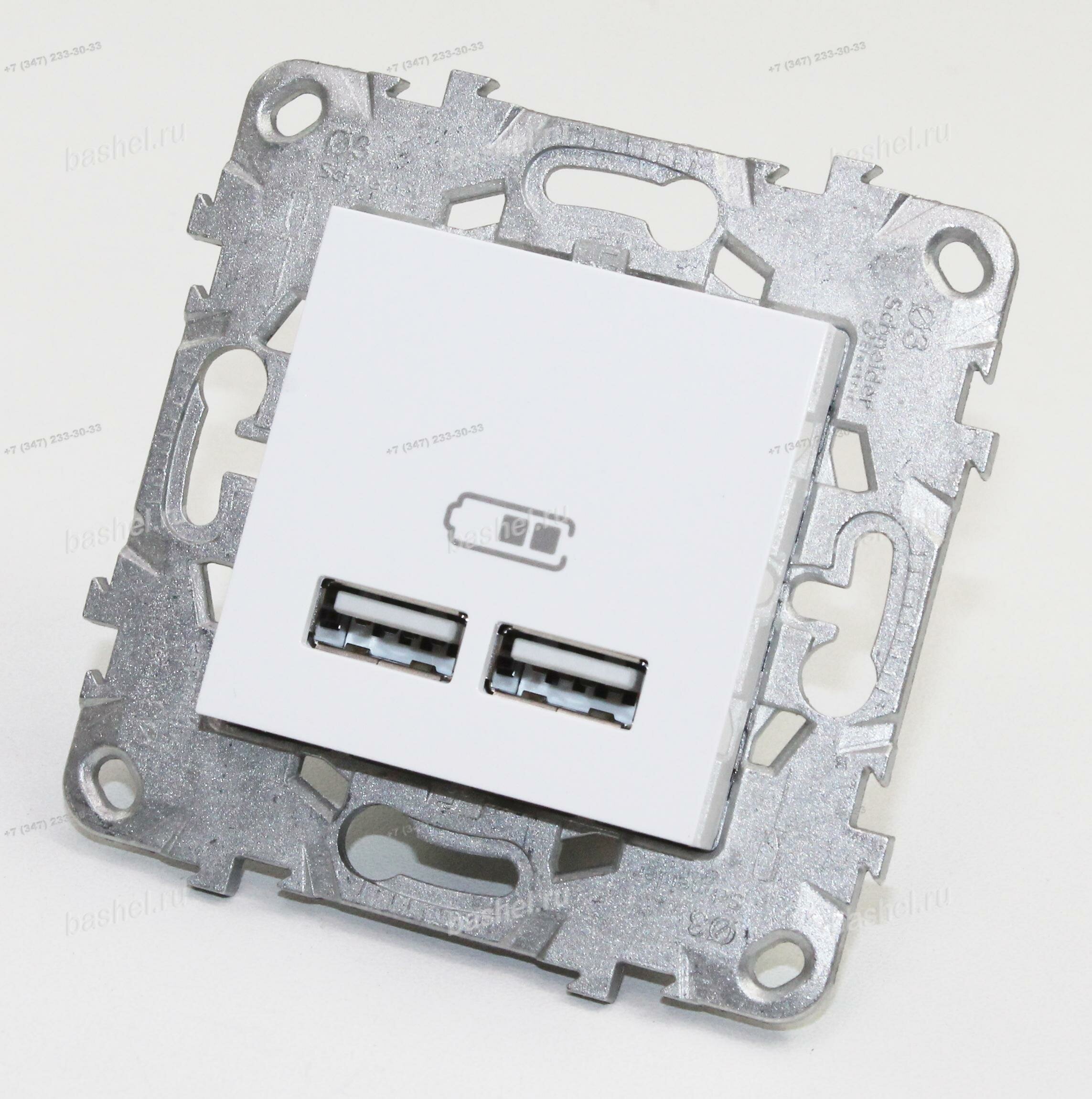 Розетка Schneider Electric Unica New USB 2-местная 5 В/2100 мА белый