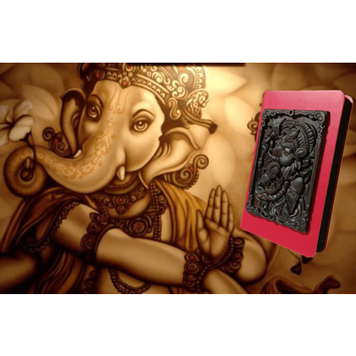 Ежедневник блокнот недатированный с барельефом-талисманом из дерева, бог Ганеша, в фен-шуй – индийский бог богатства и удачи, А6, 100х150мм, Мастерская Символов