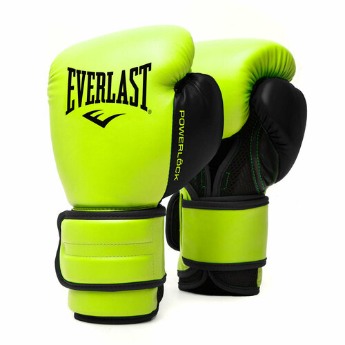 Боксерские перчатки тренировочные Everlast Powerlock PU 2 - Салатовый (10 oz) перчатки тренировочные powerlock pu 2 сер everlast серый 14 oz