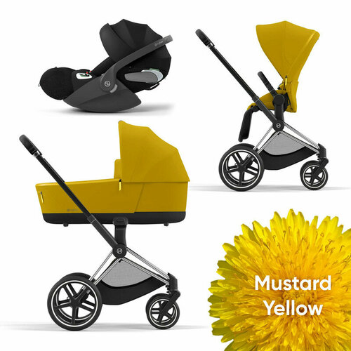 фото Cybex priam iv коляска 3 в 1, шасси iv chrome black/mustard yellow