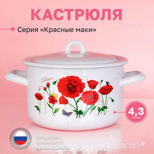 Кастрюля эмалированная для плиты 4.3 л