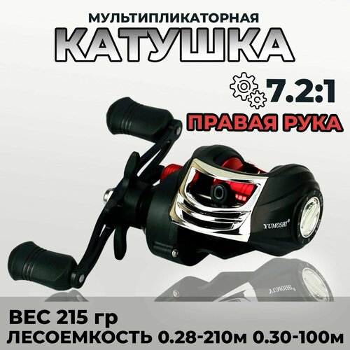 катушка мультипликаторная laf200 2 синяя правая Катушка мультипликаторная YUMOSHI AK200 правая красный