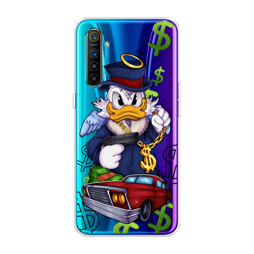 Силиконовый чехол на Realme XT / Реалми XT Scrooge McDuck with a Gold Chain, прозрачный