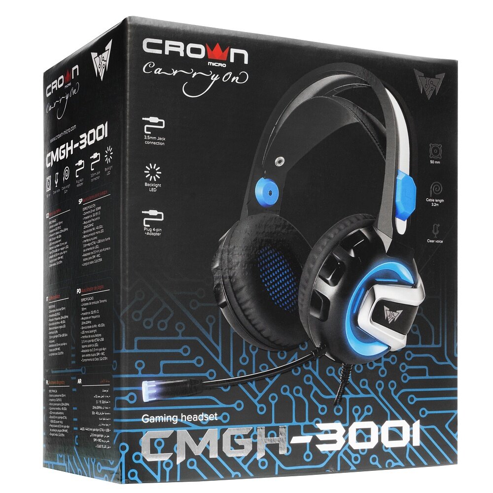 Игровая гарнитура проводная Crown CMGH-3003 черный оранжевый - фото №8