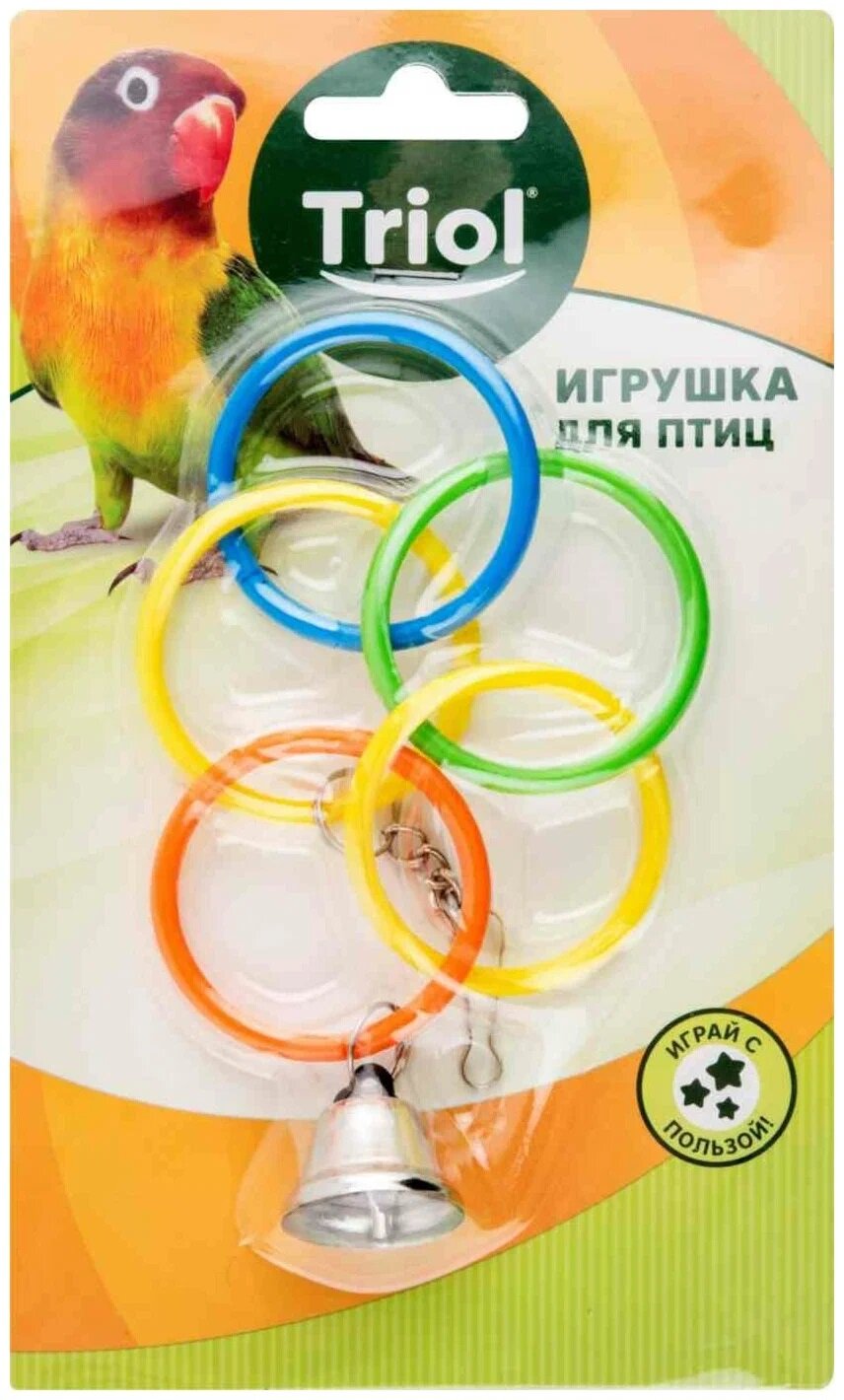 Игрушка для птиц "Олимпийские кольца с колокольчиком", микс цветов