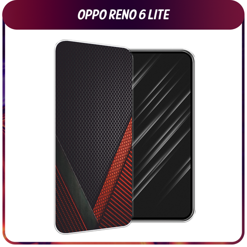 Силиконовый чехол на Oppo Reno 6 Lite / Оппо Рено 6 Лайт Красный карбон силиконовый чехол маки и васильки фон на oppo reno 6 lite оппо рено 6 лайт