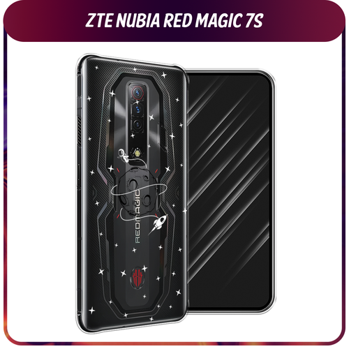 Силиконовый чехол на ZTE Nubia Red Magic 7S / ЗТЕ Нубиа Ред Меджик 7S Полет вокруг луны, прозрачный гидрогелевая противоударная защитная пленка для zte nubia red magic 7s зте нубиа ред меджик 7s