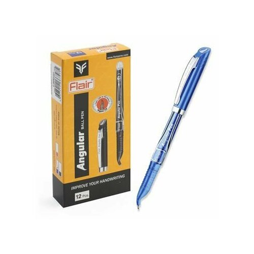 Ручка шариковая 0,7мм 12 штук Angular для левшей, пластик, синяя