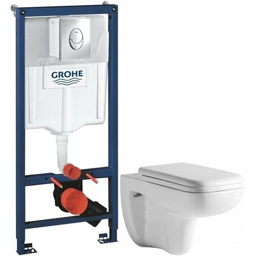 Комплект подвесной унитаз Orange C03-100W + система инсталляции Grohe 38721001 комплект подвесной унитаз santek бореаль 1 wh30 2 205 система инсталляции grohe 38721001