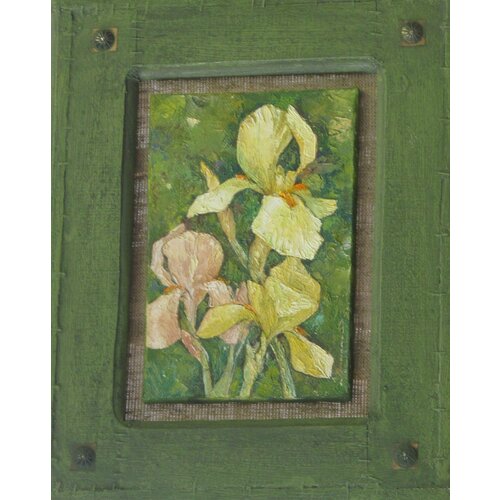 Панно Ирисы 51х41 см холст масло авторская работа 6800₽