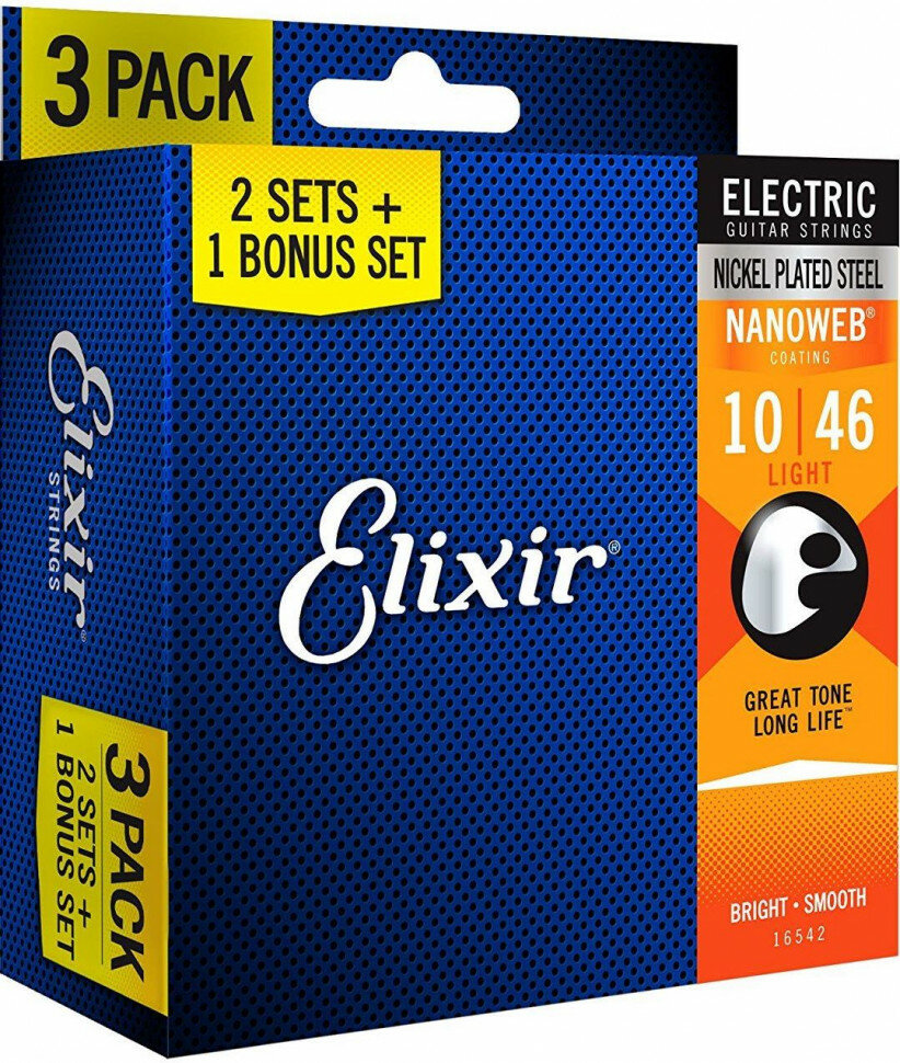 Elixir NANOWEB 10-46 light 3 pack (3 комплекта 12052 ), 16542