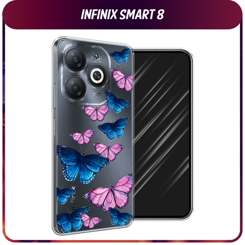 Силиконовый чехол на Infinix Smart 8/Smart 8 HD/Hot 40i / Инфиникс Смарт 8/Смарт 8 HD/Хот 40i Полет бабочек, прозрачный силиконовый чехол на infinix smart 8 smart 8 hd hot 40i инфиникс смарт 8 смарт 8 hd хот 40i кот меломан прозрачный