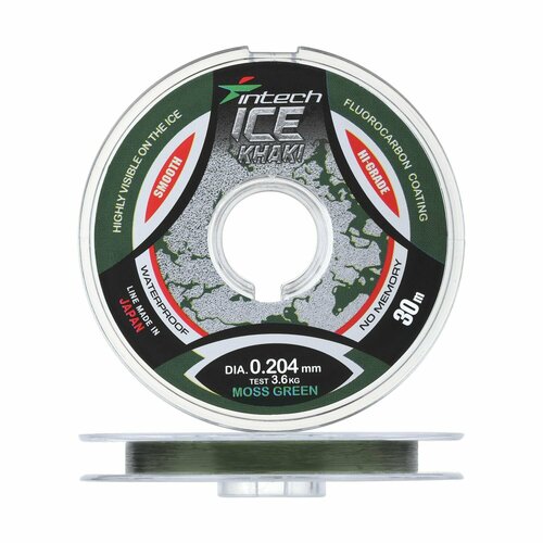 леска intech ice khaki moss green 0 165 50м Леска монофильная для рыбалки Intech Ice Khaki 0,204мм 30м (moss green)