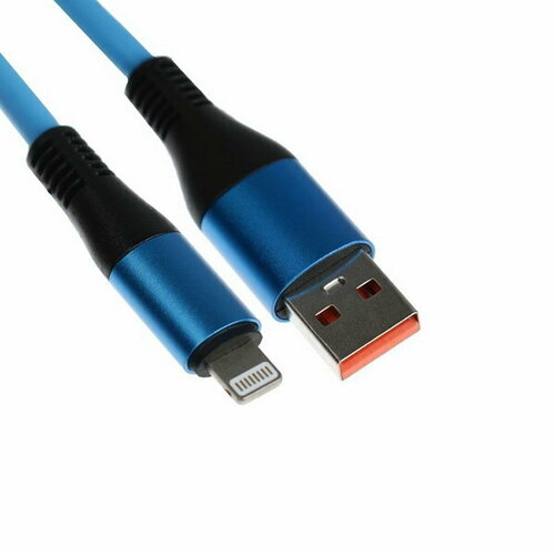 Кабель Lightning - USB, 5 A, оплётка TPE, утолщенный, 1 метр, синий