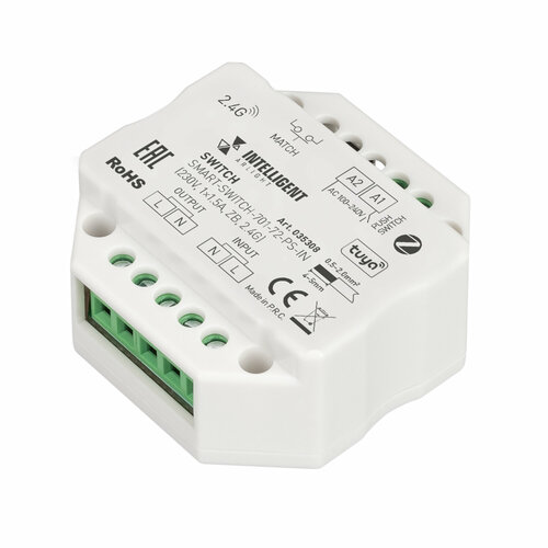 INTELLIGENT ARLIGHT Релейный модуль SMART-SWITCH-701-72-PS-IN (230V, 1x1.5A, ZB, 2.4G) (IARL, Пластик) app control tuya smart wifi zigbee eu dimmer light switch dimming panel wall switch 220 240v works with alexa google home