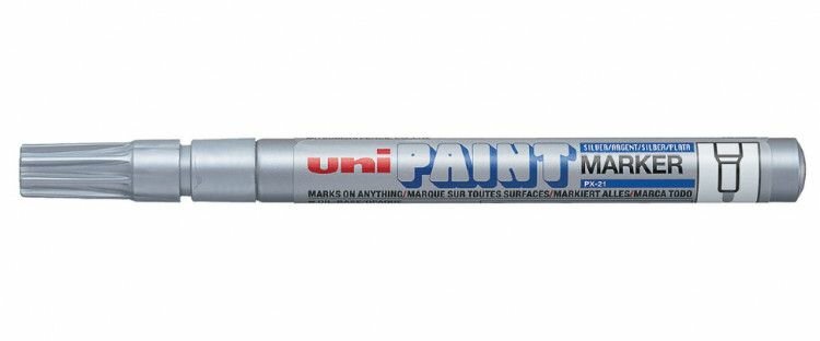 Промышленный масляный маркер-краска Uni PAINT PX-21 по всем поверхностям, 0.8-1.2 мм Серебристый,