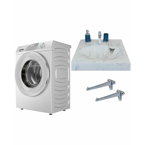 Haier HW60-BP10929B и раковина над стиральной машиной Миро 60 белый мрамор 5055000₽