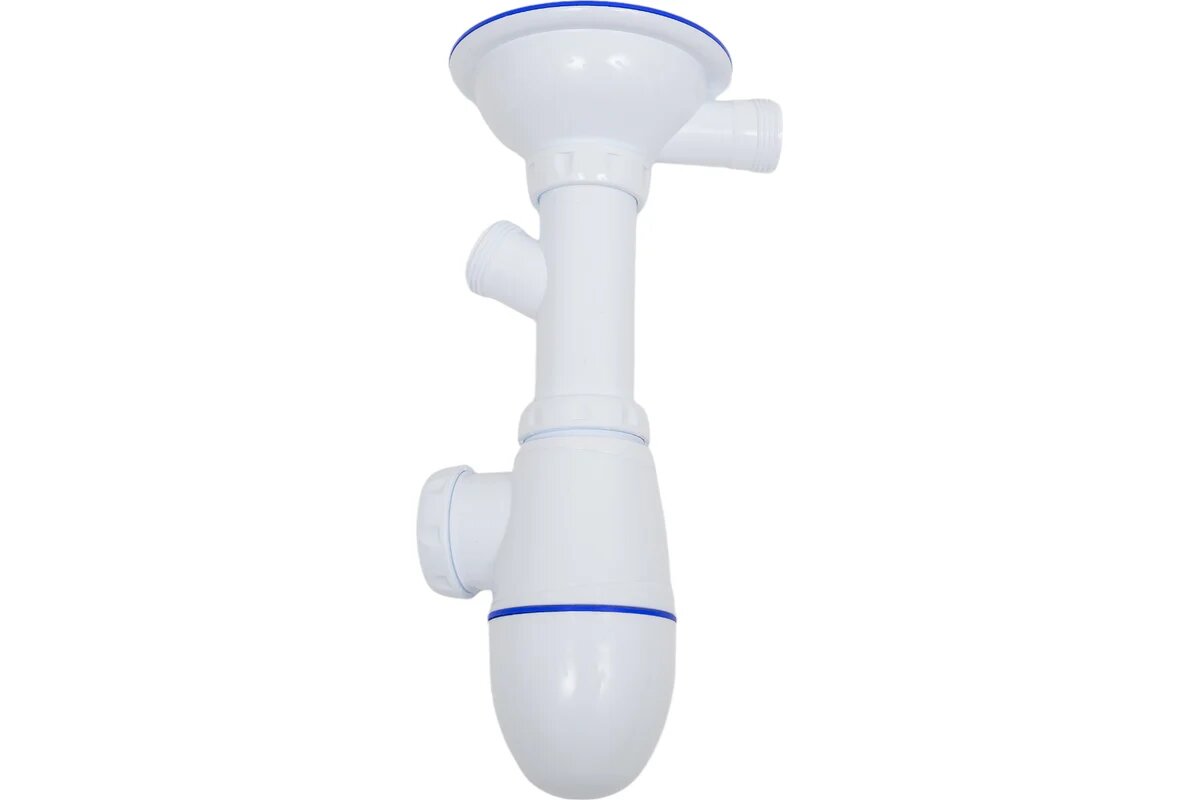 Сифон для мойки Unicorn с круглым переливом и отводом для стиральной машины - фото №2