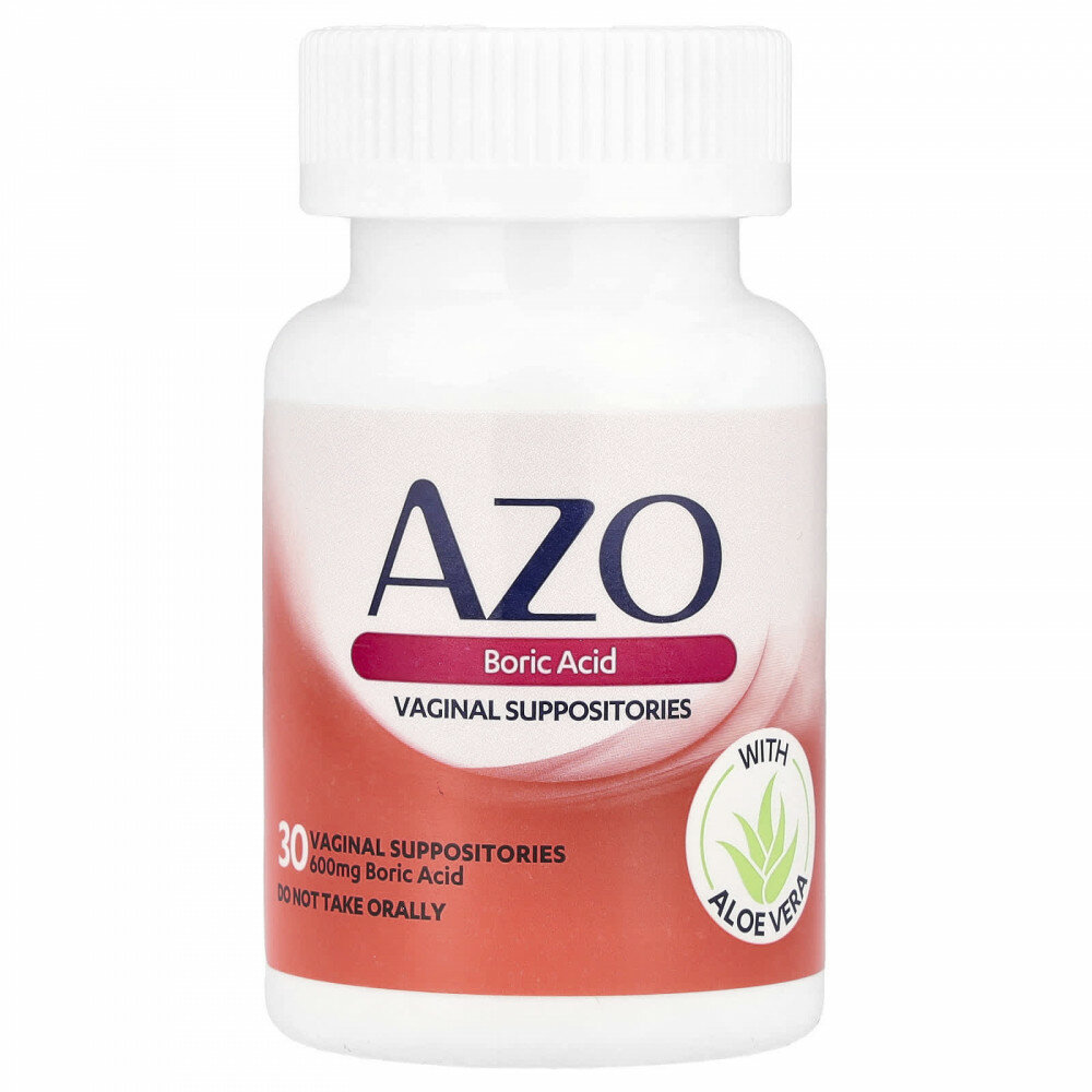 Изображение AZO, вагинальные свечи с борной кислотой, 600 мг, 30 свечей