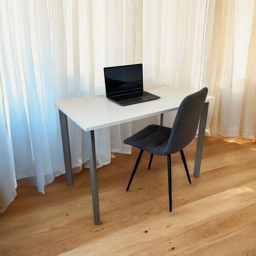 Изображение товара Игровой компьютерный стол/ цвет столешницы Белый, 110*70 см. Ножки серый хром