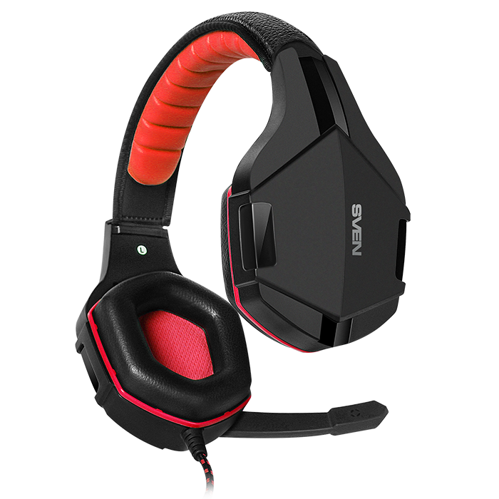 Игровые стереонаушники с микрофоном SVEN AP-G850MV, черный-красный, проводные, SV-016753