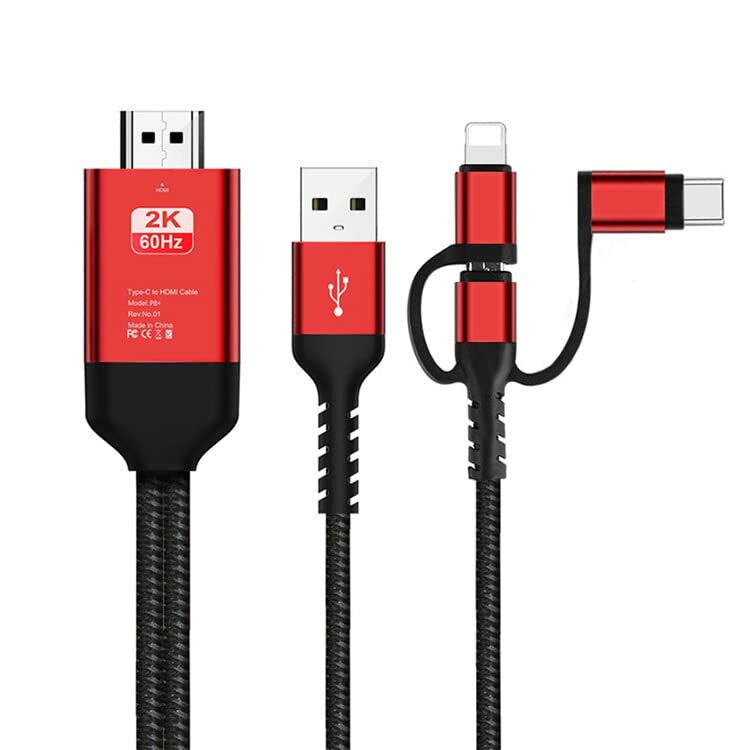 Адаптер кабеля HDTV 3-в-1 Type-C/Micro/iPhone литой кабель HDMI