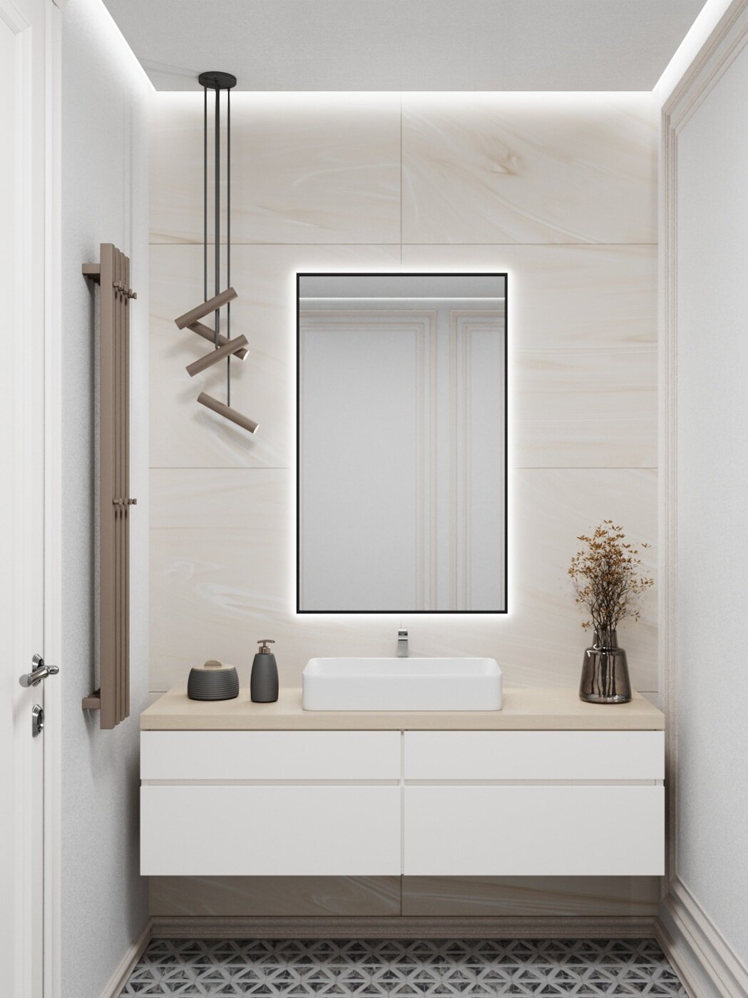 Обзор: Зеркало с подсветкой в алюминиевой раме настенное ALUMIRROR 110х60 см. Свет: Холодный белый 6000К. Черное