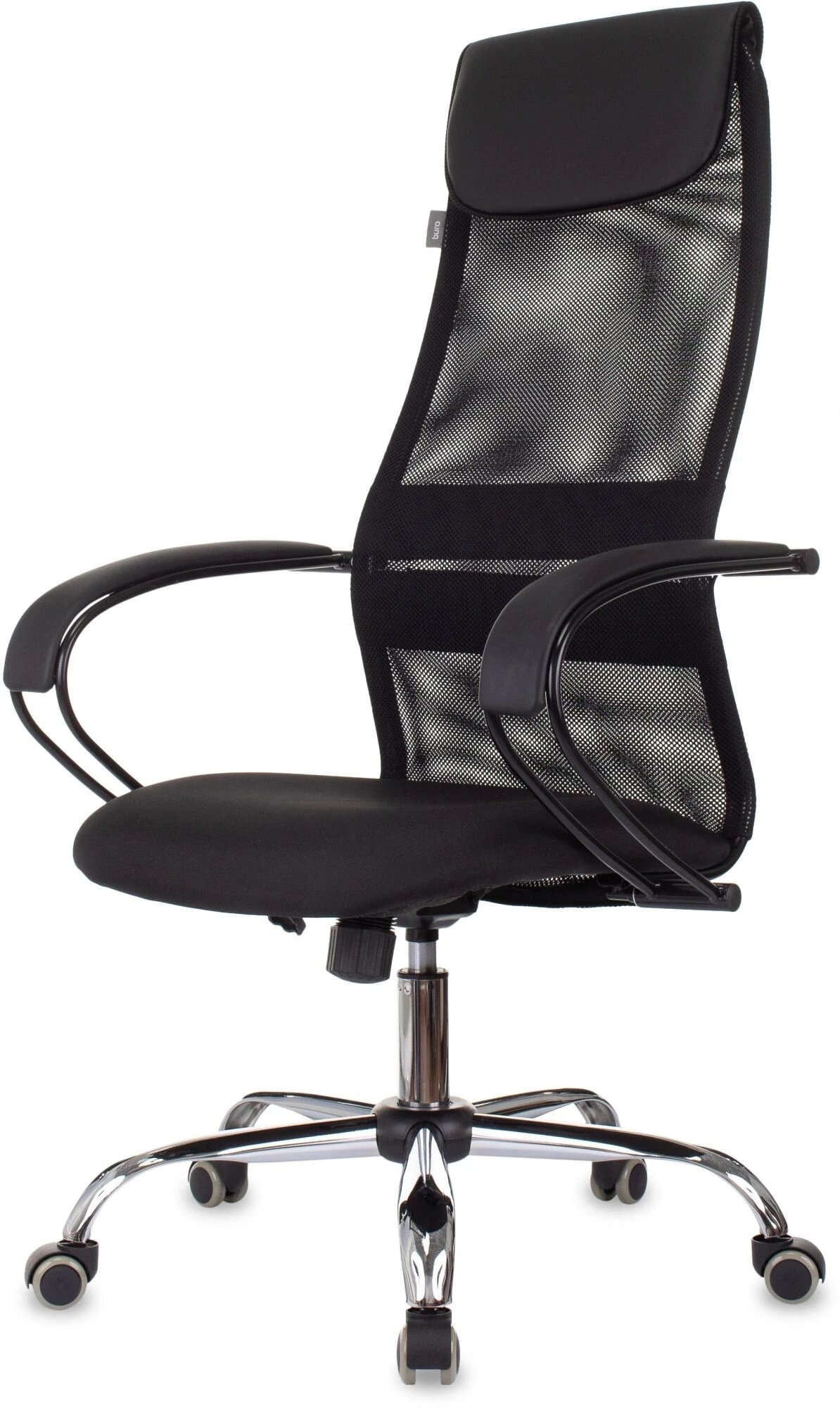 Кресло руководителя Бюрократ CH-607BS черный, сетка/ткань, крестов. металл хром