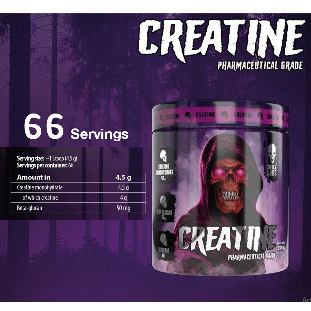 Креатин Skull Labs Creatine, для наращивания мышечной массы, 300 грамм — фото 1