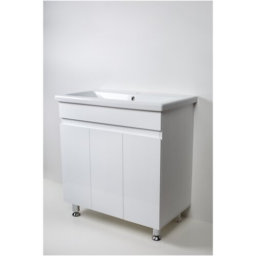 Тумба для ванной комнаты AqvaDom Рим 80 см 3 двери с доводчиком ШхГхВ 760х426х710 мм , цвет: белый глянец