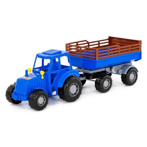Трактор с прицепом №2, цвет синий (в сеточке) трактор с прицепом 1 цвет синий в сеточке