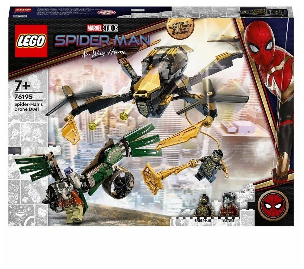 Конструктор LEGO Marvel Super Heroes 76195 Дуэль дронов Человека-Паука, 198 дет.