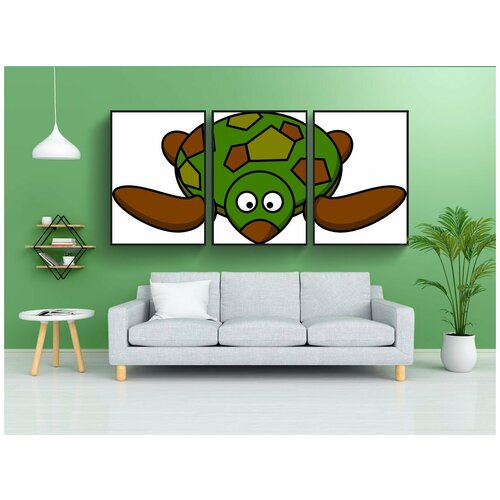 фото Набор модулных постеров для интерьера "черепаха, мультфильм, фронт" 60x90 см. в тубусе, без рамки lotsprints