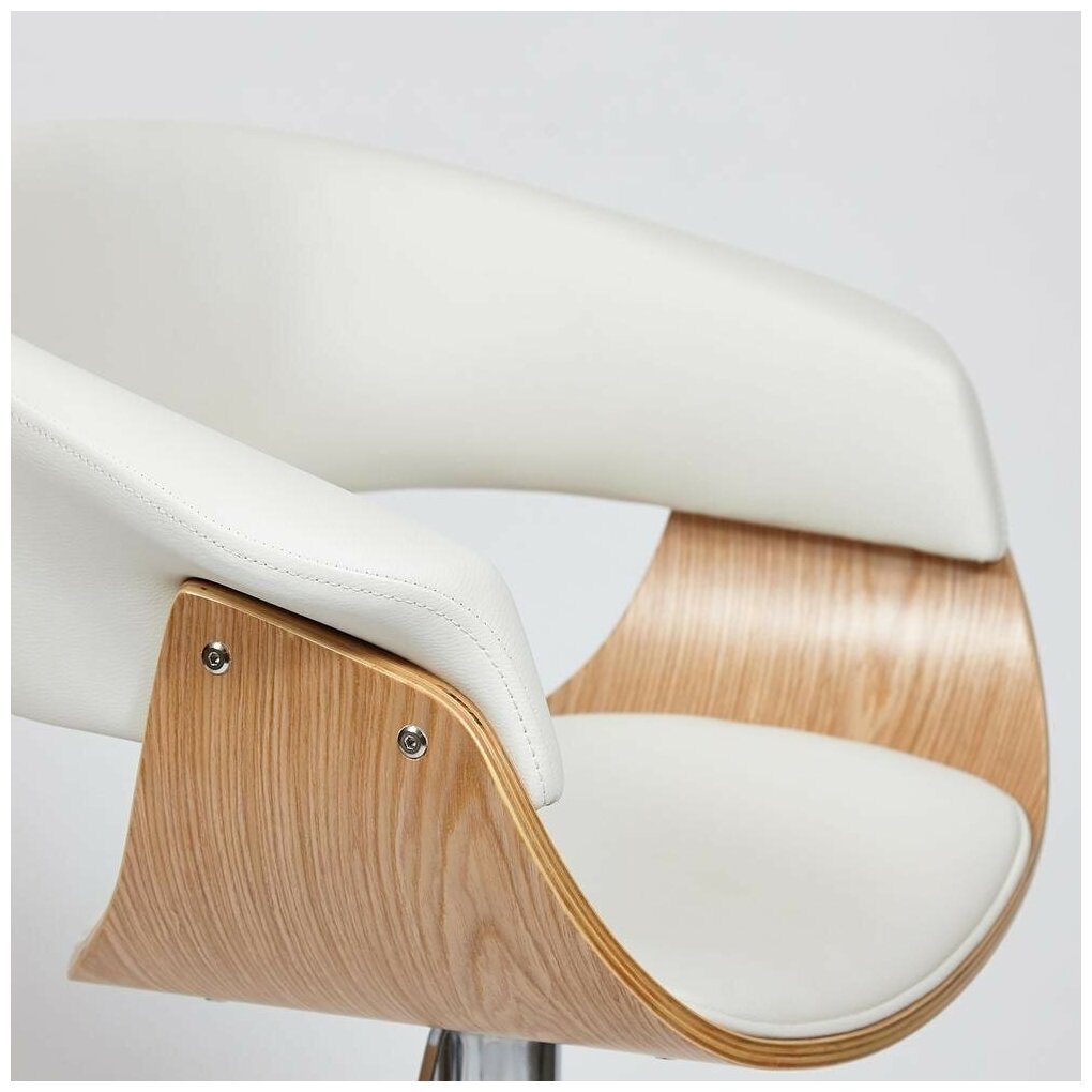 Барный стул VIMTA (mod.4021S) (13 660) TetChair металл/дерево/экокожа, 60х51х91,5-112,5 см, высота сиденья 61,5-82,5 см, белый/натуральный/хром - фотография № 3