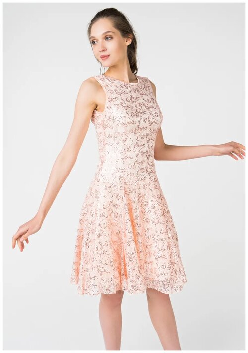 Короткое платье с вырезом на спине декорированное пайетками АДЛ 12434282000 Розовый 40