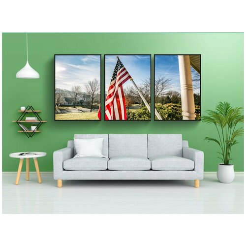 фото Набор модулных постеров для интерьера "звезды и полосы, флаг, американский флаг" 60x90 см. в тубусе, без рамки lotsprints