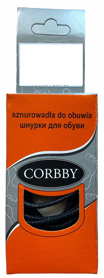 Corbby шнурки круглые тонкие 100 см. Хлопок с пропиткой. Черные.