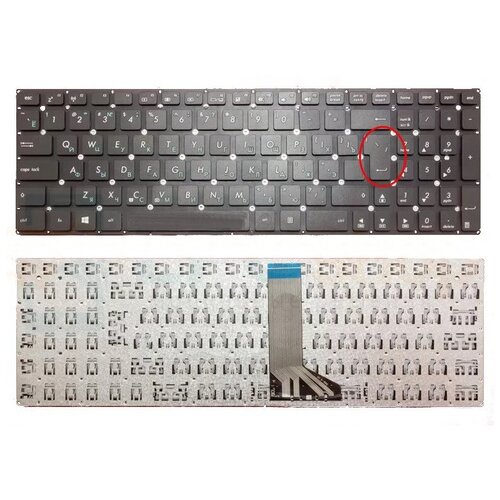 Клавиатура для ноутбука Asus AEXJCU01110 черная без рамки, Г- образный Enter, шлейф 10 см
