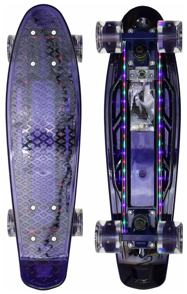 Мини-круизер Пениборд полностью светившийся скейтборд темно-синий