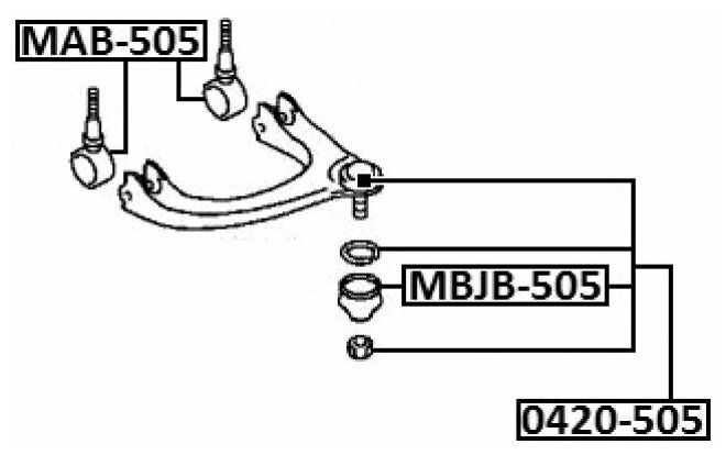 Сайлентблок передней подвески (верхнее правое) FEBEST MAB-505 - фотография № 10