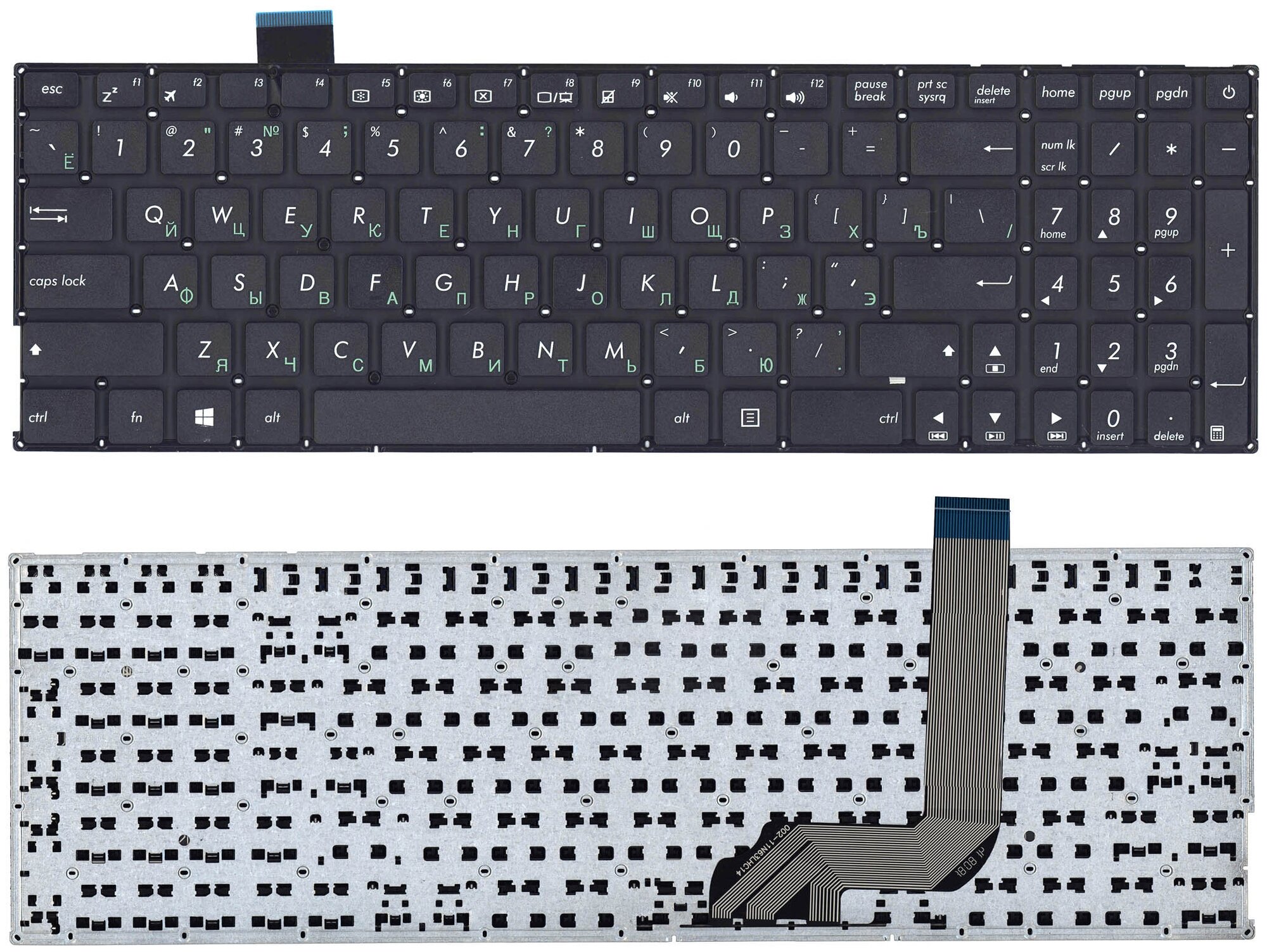 Клавиатура (keyboard) 0KNB0-610TRU00 для ноутбука Asus X542, X542BA, X542B, X542U, X542UR, X542UQR, X542UN, X542UF, X542UA, черная без рамки