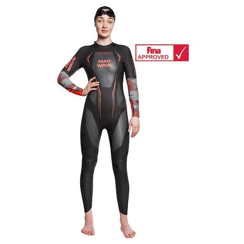 Гидрокостюм женский MadWave WETSUIT RAPID, Цвет - черный/красный; Размер - S; Материал - Неопрен