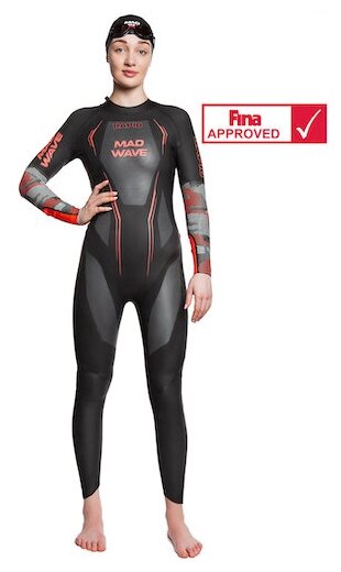 Гидрокостюм женский MadWave WETSUIT RAPID, Цвет - черный/красный; Размер - XL; Материал - Неопрен